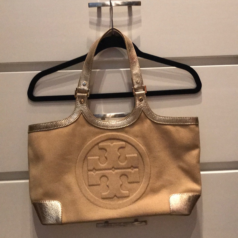 Gold and tan Tory Burch purse